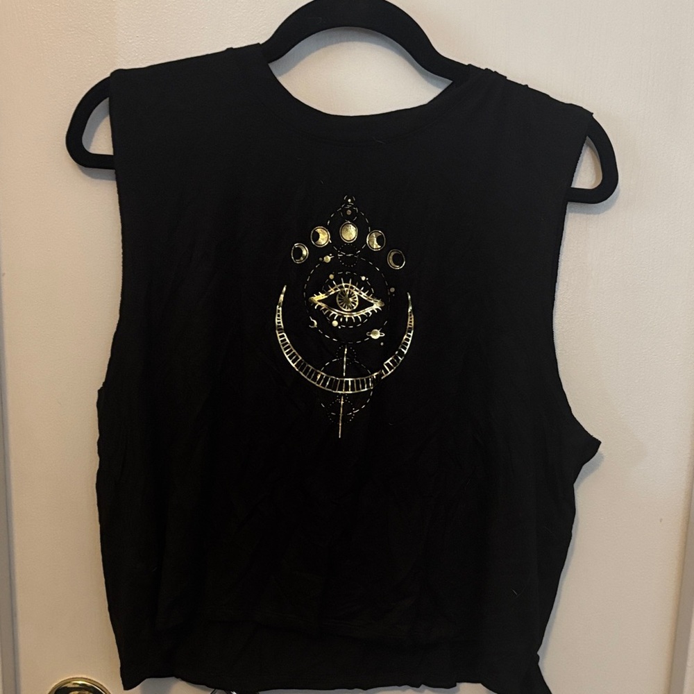 Jala Cropped Muscle Tank with Goddess Eye Design